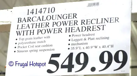 Barcalounger Leather Power Recliner | Costco Price