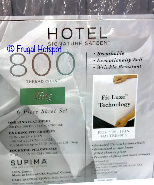 Hotel Signature Sateen 6 Piece Sheet Set Description | Costco