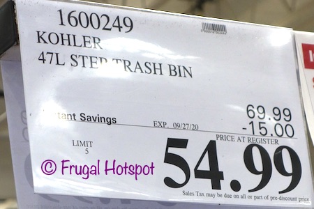 Kohler 12.4 Gallon Step Trash Bin | Costco Sale Price