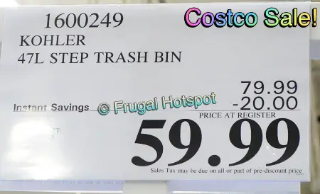 Kohler 12.4 Gallon Step Trash Can | Costco Sale Price
