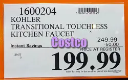 Kohler Transitional Touchless Pull-Down Kitchen Faucet | Costco Sale Price