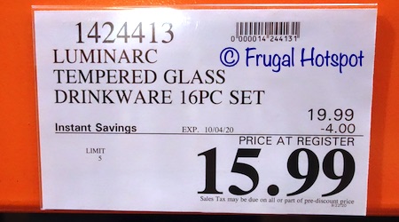 Luminarc Tempered Glass Drinkware | Costco Sale Price