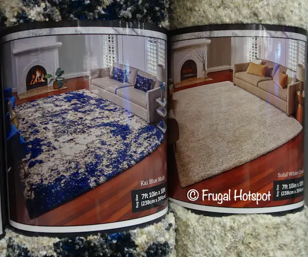 Thomasville Hudson 7x10 Shag Rug Kai Blue Multi and Solid White Cream | Costco