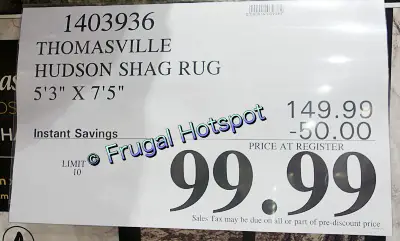 Thomasville Hudson Shag Rug 5x7 | Costco Sale Price