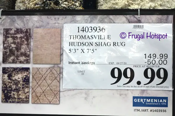 Thomasville Hudson Shag Rug 5x7 | Costco Sale price