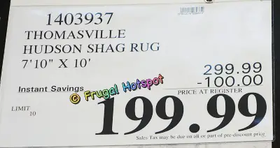 Thomasville Hudson Shag Rug 7'10 x 10' | Costco Sale Price