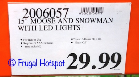15 Moose and Snowman with LED lights | Costco Price