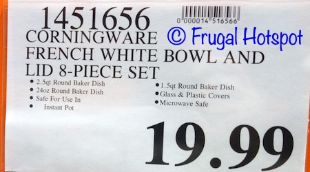 CorningWare French White Ceramic Bakeware 8-Piece Set | Costco Price