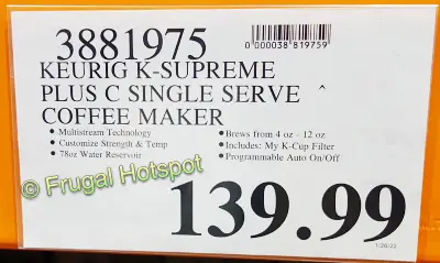 Keurig K-Supreme Plus C Single Serve Coffee Maker | Costco Sale Price
