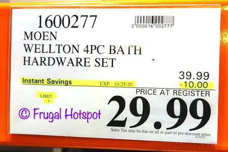 Moen Wellton 4-Piece Bath Accessory Kit | Costco Sale Price