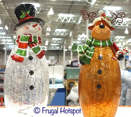 Snowman and Moose Crackle Glass Figures | Costco Display