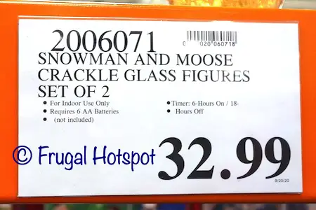 Snowman and Moose Crackle Glass Figures | Costco Price