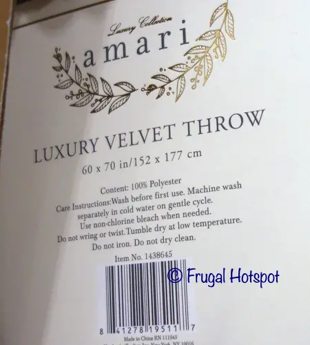 Amari Luxury Velvet Throw Care Instructions | Costco