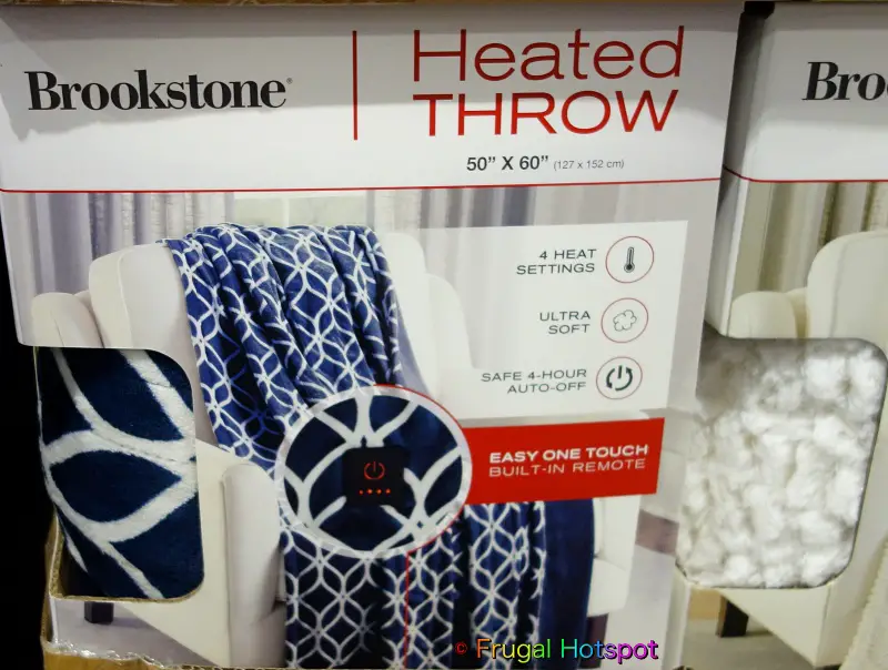 Brookstone Heated Throw | blue and white | Costco