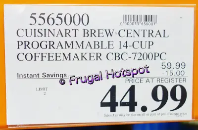 Cuisinart Brew Central 14 Cup Programmable Coffeemaker | Costco Sale Price