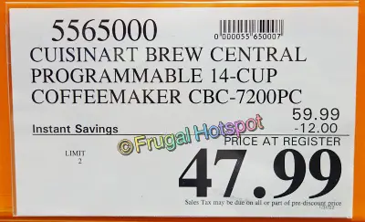 Cuisinart Brew Central Coffeemaker | Costco Sale Price