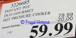 Instant Pot Duo Gourmet Pressure Cooker | Costco Sale Price