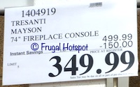 Tresanti Mayson Fireplace Console Costco Sale Price