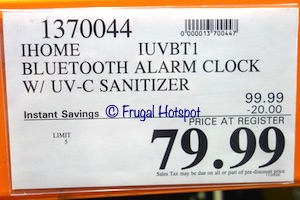 iHome Health UV-C Sanitizer Alarm Clock | Costco Sale Price