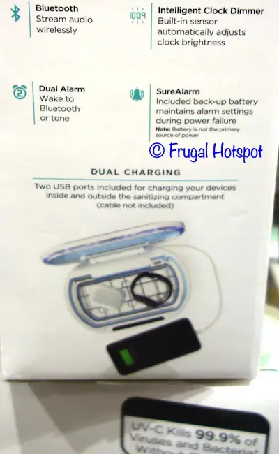 iHome Health UV-C Sanitizer Alarm Clock Details | Costco