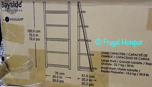 Bayside Furnishings Ashlyn Ladder Bookcase Dimensions | Costco