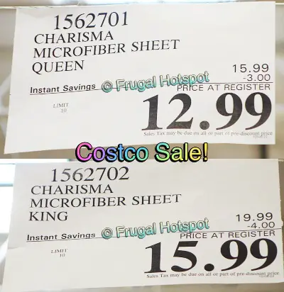 Charisma Microfiber Sheets | Costco Sale Prices