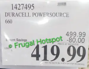 Duracell PowerSource Gasless Generator 660 | Costco Sale Price