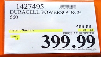 Duracell PowerSource Gasless Generator | Costco Sale Price