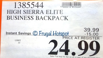 High Sierra Elite Pro Business Backpack | Costco Sale Price