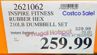 Inspire 210-lb Rubber HEX Dumbbell Set and Rack | Costco Sale Price