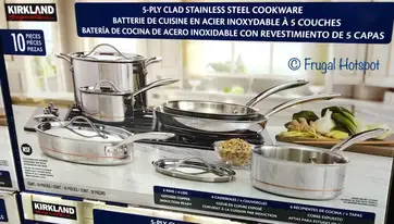 Kirkland Signature 10-piece 5-ply Clad Stainless Steel Cookware USED
