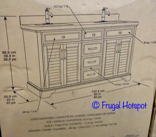 Augusta Brown Double Sink Vanity by Northridge Home Dimensions | Costco