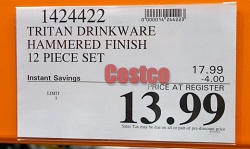 Costco Sale Price | Tritan Drinkware Hammered Finish Set