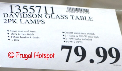 Davidson Glass Table Lamp 2-Pack by Global Direct | Costco Price