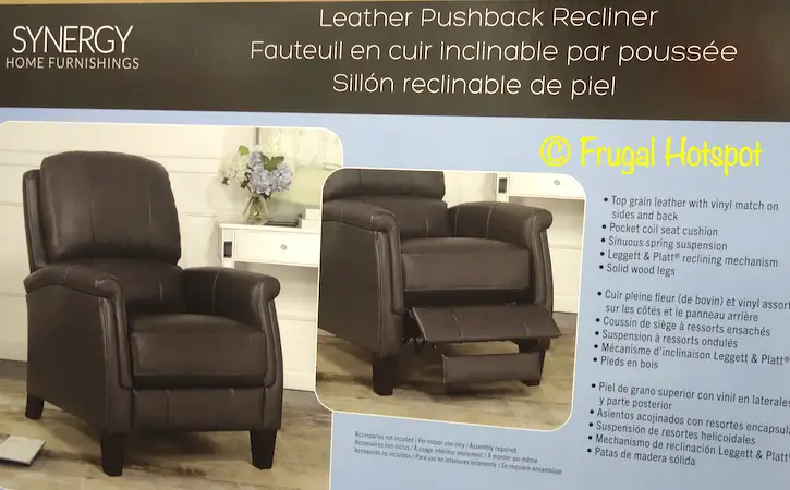 Everlie Leather Pushback Recliner Synergy Home | Costco