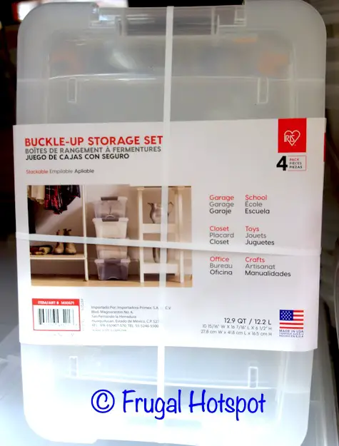 Iris Buckle-Up Storage Set 12.9 Quart 4 Pack Clear Plastic Storage