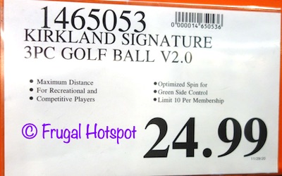 Kirkland Signature Three-Piece Urethane Cover Golf Ball v2.0 Performance+ | Costco Price