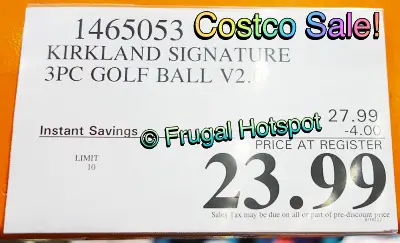 Kirkland Signature Three-Piece Urethane Cover Golf Ball v2.0 Performance+ | Costco Sale Price