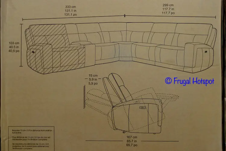 Lauretta Leather Power Reclining Sectional Gilman Creek Dimensions | Costco