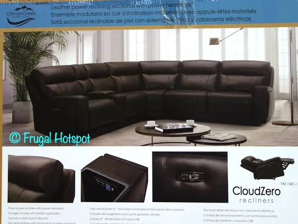 Lauretta Leather Power Reclining Sectional by Gilman Creek | Costco