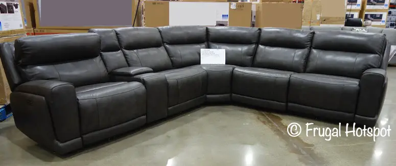 Lauretta Leather Power Reclining Sectional with Power Headrest by Gilman Creek | Costco Display