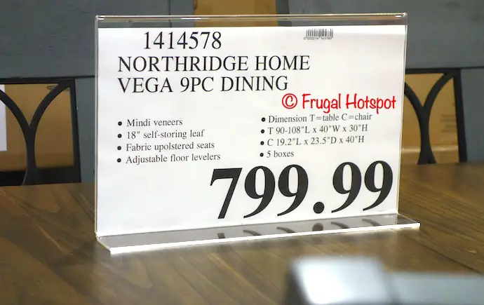Northridge Home Vega Dining 9-Piece Set | Costco Price