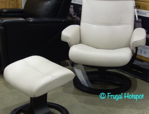 Oslo Nordic Home Leather Swivel Reclining Chair and Ottoman | Costco Display