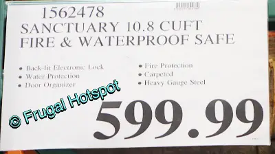 Sanctuary 10.8 cuft fire waterproof safe | Costco Price