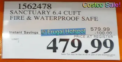 Sanctuary Reserve 10.8 cu ft Executive Safe | Costco sale price | ITem #1562478