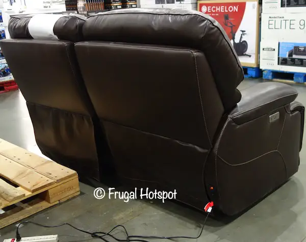 Simon Li Aleena Leather Power Reclining Loveseat rear view | Costco Display