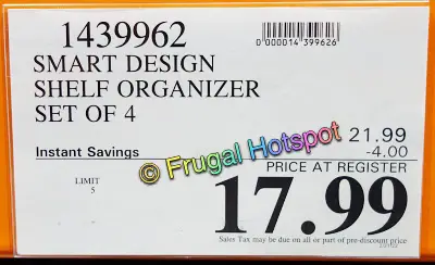 Smart Design Shelf Organizer | Costco Sale Price