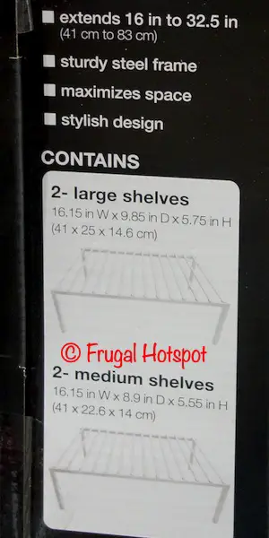 Smart Design Shelf Organizer Dimensions | Costco