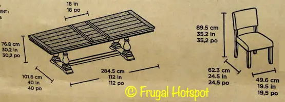 Thomasville Callan Dining Set Dimensions | Costco