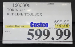 Torin Redline 42 inch Tool box | Costco Sale Price